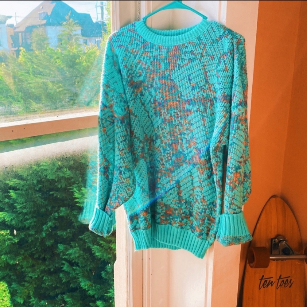 Real Mint Pastel Oversized Chunky Vintage Picolina Crewneck Pullover Sweater 🍃